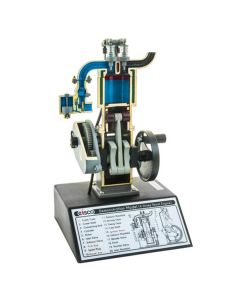 4 Stroke Gasoline Hand Crank Engine Model with Actuating Movable Parts to Demonstrate Engine Basics - 13.75" Tall - Eisco Labs