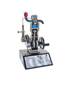 4 Stroke Diesel Hand Crank Model with Actuating Movable Parts to Demonstrate Engine Basics - 16" Tall - Eisco Labs