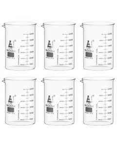 Beakers - Glass - ASTM, Low Form, with spout made of borosilicate glass, graduated, 600 ml, pkg/6