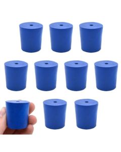 Blue neoprene stoppers with 1 hole (5 mm dia): Bottom 27mm Top 31mm Length 32mm Made from long las