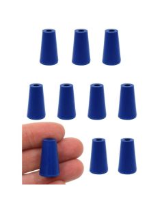Blue ASTM neoprene stoppers with 1 hole (4 mm dia): ASTM Size: #000 Bottom 8.2mm Top 12.7mm Length