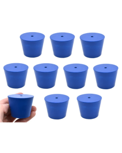 Neoprene Stopper, 1 Hole - Blue, Size: 35mm Bottom, 45mm Top, 36mm Length - Pack of 10