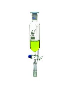 Dropping Funnel, 100ml - Pressure Equalizing - 19/26 Plastic Stopper, Glass Key Stopcock - Cylindrical, Borosilicate Glass - Eisco Labs