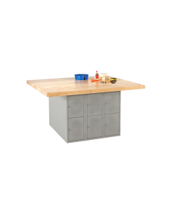 Hann L4-0V Steel Base Workbench with Twelve Lockers 54 L x 64 W-Astro Gray-Yes