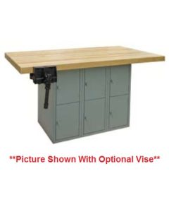 Hann L5 Two Station Steel Base Workbench With 6 Vertical Lockers 28 x 64-Astro Gray-No Vises-Yes