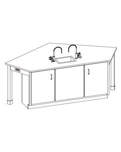 Hann LAB4-2121R Four Student Workstation With Cupboards and Epoxy Resin Top 48 x 96