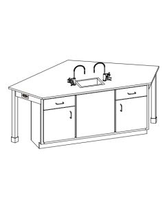 Hann LAB4-2222R Four Student Workstation With Drawers and Cupboards and Epoxy Resin Top 48 x 96