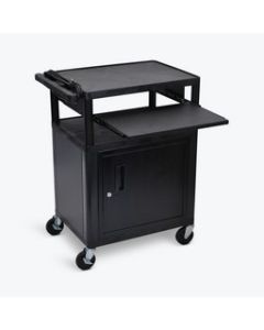 AV Cart - 3 Shelves, Cabinet, Front Pullout