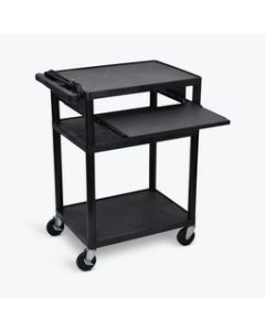 34"H AV Cart - Three Shelves, Front Pullout