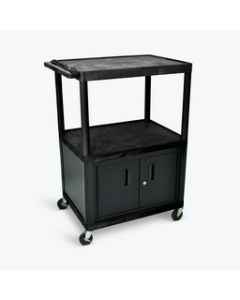 48"H AV Cart - 3 Large Shelves, Cabinet