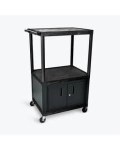 54"H AV Cart - 3 Shelves, Cabinet, Electric