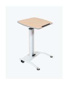 Pneumatic Adjustable-Height Lectern / Mobile Standing Desk - Light Wood