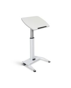 Pneumatic Adjustable-Height Lectern / Mobile Standing Desk - White