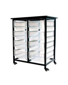 Mobile Bin Storage Unit – Double Row with Large Clear Bins