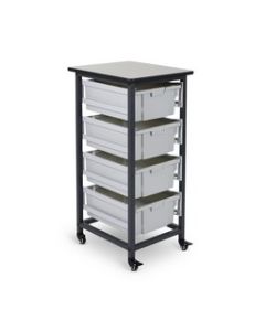 Mobile Bin Storage Unit - Single Row with Large Gray Bins