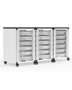 Modular Classroom Storage Cabinet - 3 side-by-side modules with 18 small bins