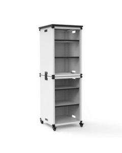 Modular Classroom Bookshelf - Narrow Stacked Modules with Casters and Tabletop