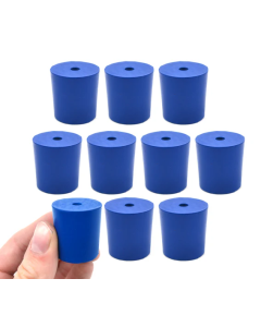 Neoprene Stopper, 1 Hole - Blue, Size: 23mm Bottom, 26mm Top, 28mm Length - Pack of 10