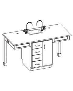 Hann SD-227R-1 Two Student Lab Workstation With Epoxy Resin Top 30 x 72