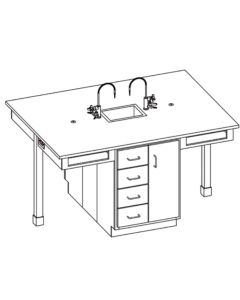 Hann SD-427R-1 Four Student Lab Workstation With Epoxy Resin Top 48 x 72-Hard Maple