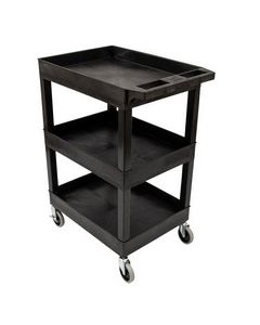 24” x 18” Plastic Utility Cart – Three Shelf – Black