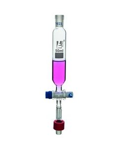 Dropping Funnel, 50ml - Screw Thread, Socket Size 24/29 - PTFE Stopcock - Ungraduated - Borosilicate Glass - Eisco Labs