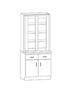 Hann SC-142G Laboratory Display Cabinet With Two Drawers And Cupboard With Two Doors 48 Inch Wide-Hard Maple