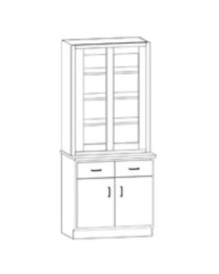 Hann SC-132G Laboratory Display Cabinet With Two Drawers And Cupboard With Two Doors 36 Inch Wide-Hard Maple