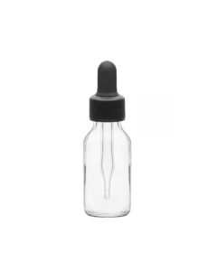 Dropping Bottle, 60ml (2oz) - Transparent Soda Glass - Screw Cap with Glass Dropper & Rubber Bulb - Eisco Labs