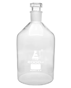 Bottle Reagent, made of borosilicate glass, narrow mouth with interchangeable hexagonal glass hollow stopper 2000ml., socket size 34/35