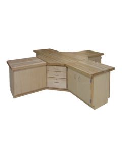Hann WB8-31 Eight Student Workstation With Doors and Drawers-Hard Maple