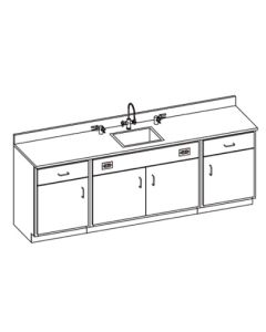 Hann WSB-2222R Laboratory Wall Service Bench With Epoxy Resin Top 24 x 96