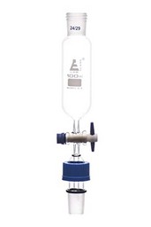 Dropping Funnel, 100ml, Cylindrical - Screw Thread, Socket Size 24/29, PTFE Stopcock, Borosilicate Glass - Eisco Labs