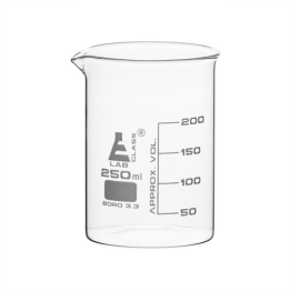 250 ml Beaker Low form, with spout made of borosilicate glass, graduated,