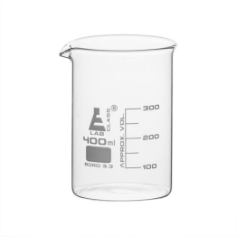 400ml Beaker Low form, with spout made of borosilicate glass, graduated,