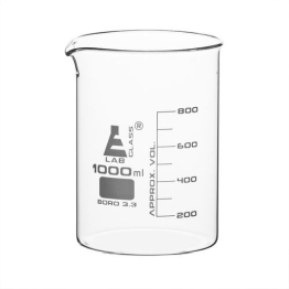1000ml Beaker Low form, with spout made of borosilicate glass, graduated,