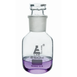 Bottle Reagent, borosilicate glass, wide mouth with interchangeable hexagonal glass hollow stopper 250ml, socket size 34/35