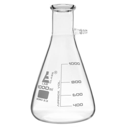 Flask Filtering 1000ml., Conical, with integral glass side arm