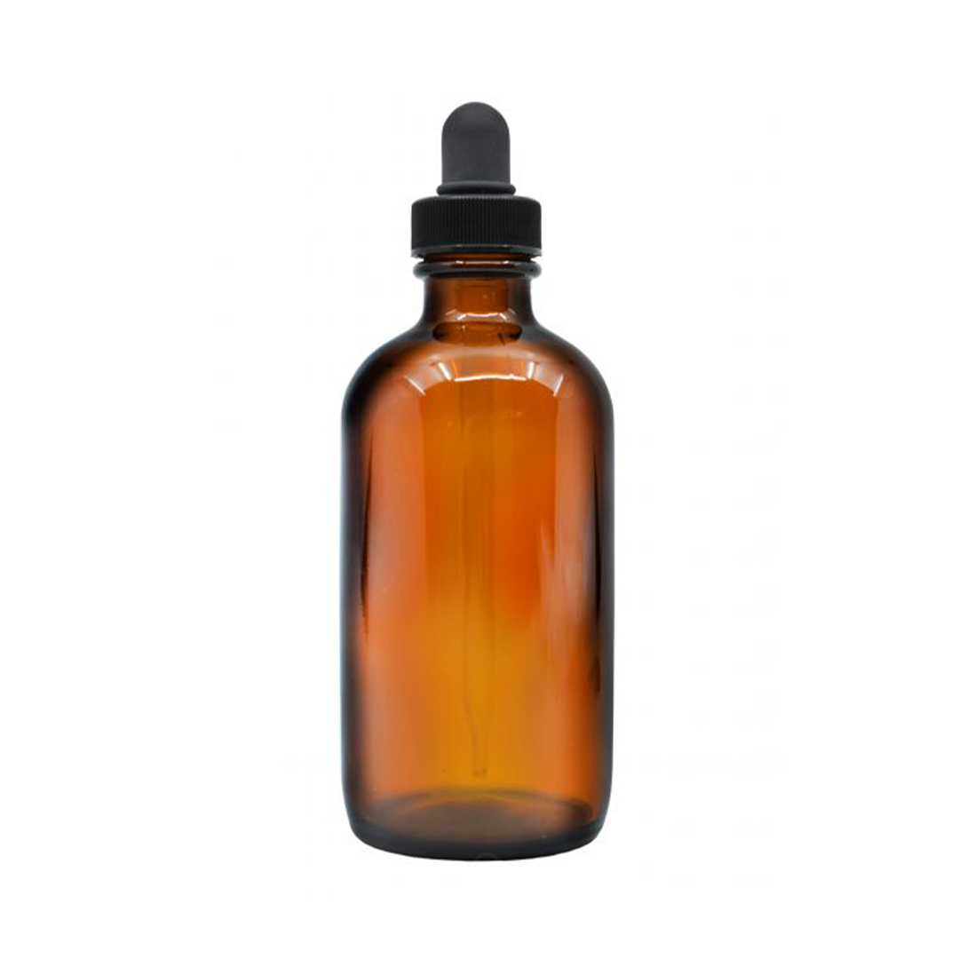 Dropping Bottle, 180ml (6oz) - Amber Soda Glass - Screw Cap with Amber Glass Dropper & Rubber Bulb - Eisco Labs