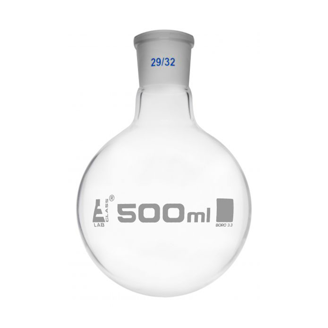 Florence Boiling Flask, 500ml - 29/32 Interchangeable Joint - Borosilicate Glass - Round Bottom - Eisco Labs