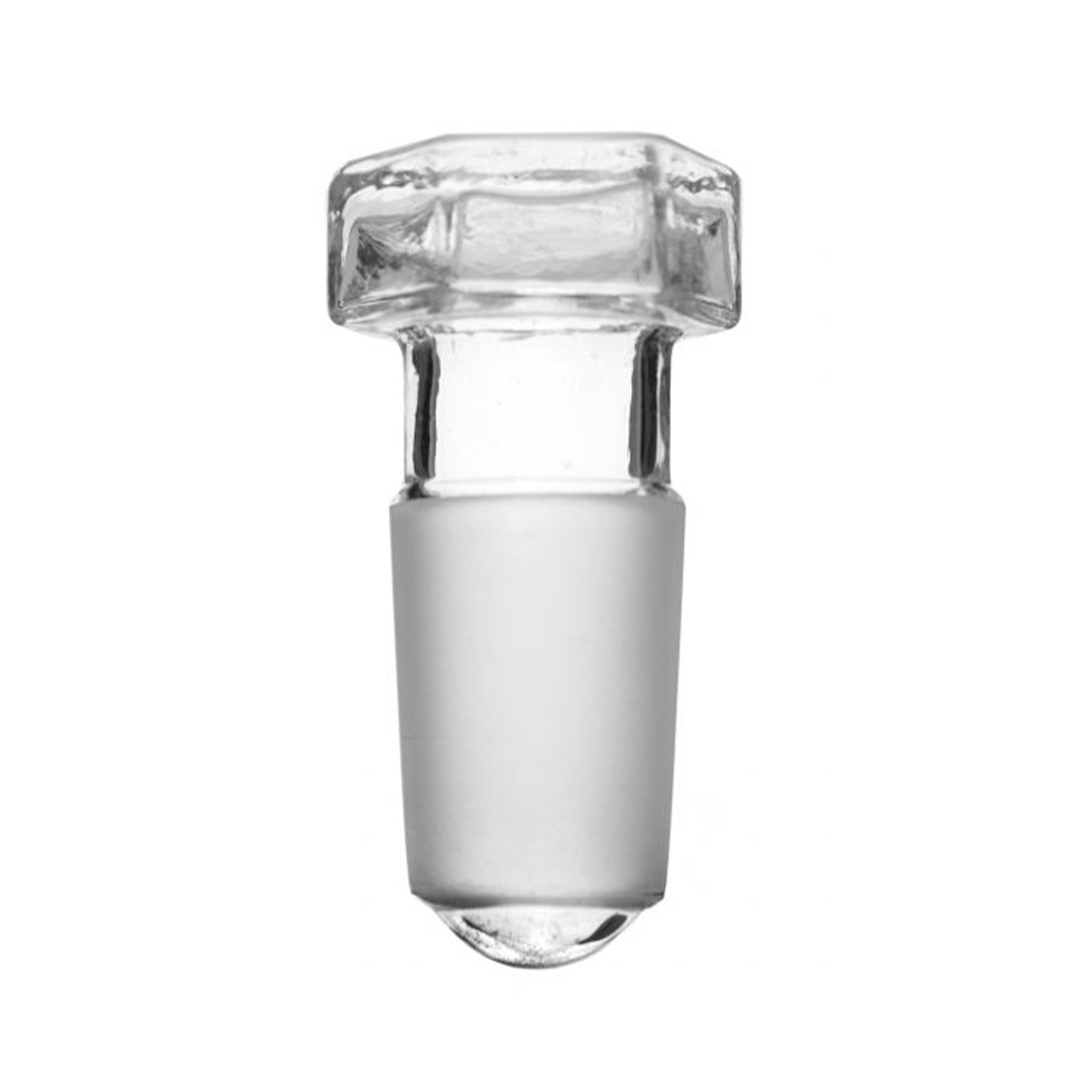 Hollow Stopper, Hexagonal - 19/26 Cone - Round End - Borosilicate Glass - Eisco Labs