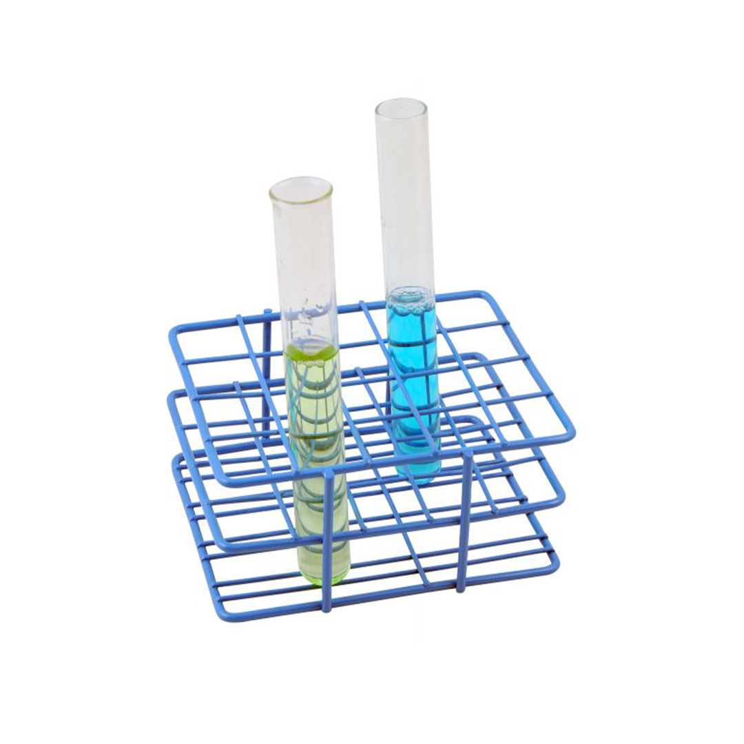 Blue Epoxy Coated Steel Wire Test Tube Rack, 20 Holes, Outer Diameter permitted of tubes 18-20mm or less , 4 X 5 Format