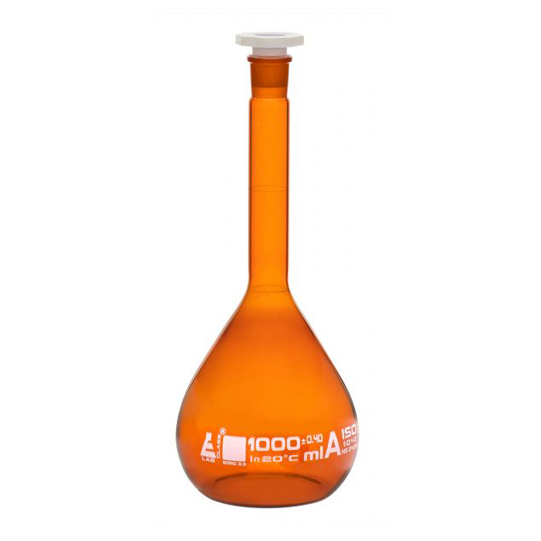 Volumetric Flask, 1000ml - Class A - Polypropylene Stopper - Borosilicate 3.3 Glass - Eisco Labs