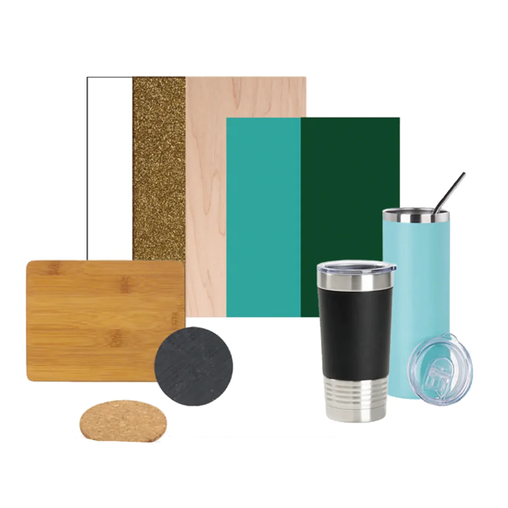 13 Pcs Laser Engraving Basic Material Kit with Drinkware